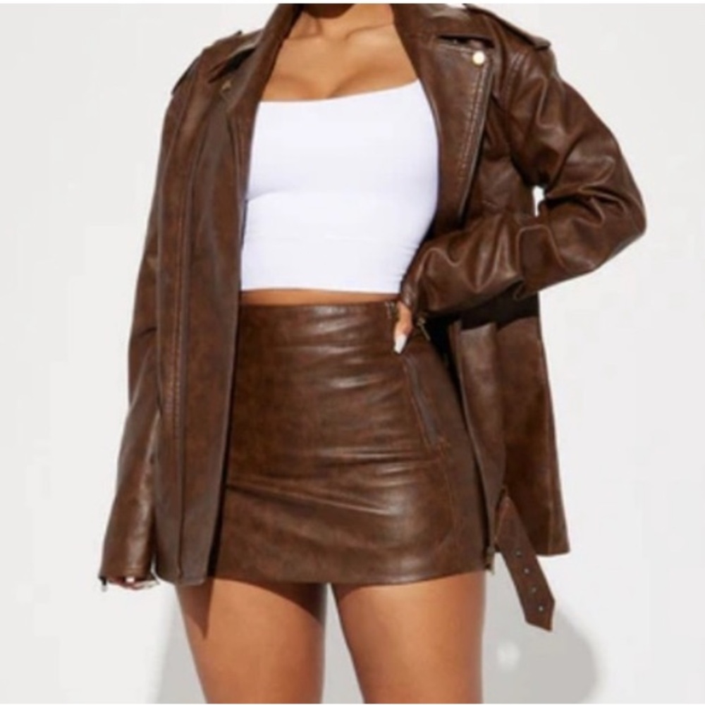 Fashion Nova Chocolate Leather Jacket